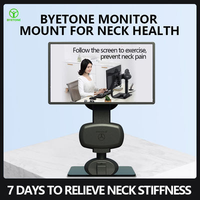 Automático de elevación giratoria de doble monitor de pie brazo para aliviar la rigidez del cuello