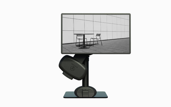 El monitor negro mate monta el brazo para relajar el cuello rígido