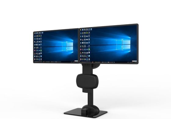 Automático de elevación giratoria de doble monitor de pie brazo para aliviar la rigidez del cuello
