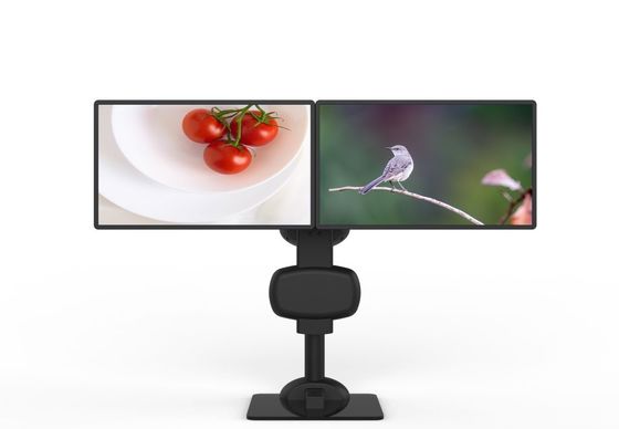 Soporte automático de elevación giratoria de doble monitor para aliviar la rigidez del cuello