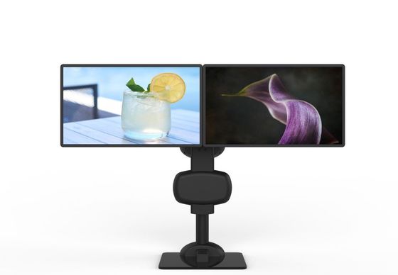 Soporte de doble pantalla de elevación automática giratoria para aliviar la rigidez del cuello