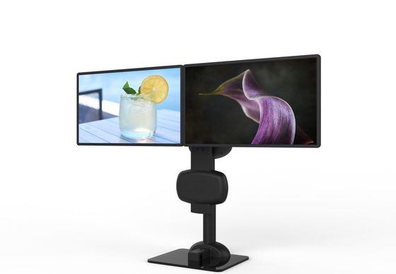 Elevación de montaje de doble monitor giratorio para aliviar el cuello y la rigidez lumbar