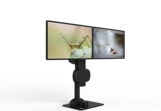 Automático de elevación de montaje de doble monitor giratorio para aliviar el dolor de cuello y espalda
