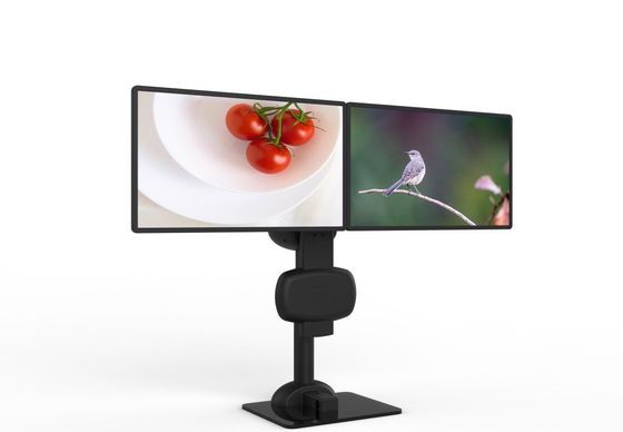 Automático de elevación giratoria de doble brazo de monitor para aliviar el dolor de cuello y espalda