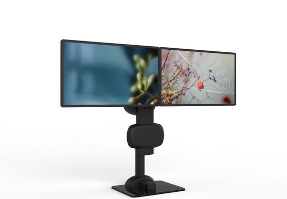 Elevación eléctrica de montaje de doble monitor giratorio para aliviar el dolor de cuello y espalda
