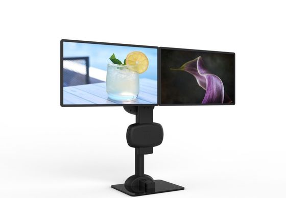 Elevación eléctrica de doble monitor giratorio soporte de montaje para aliviar el dolor de cuello y espalda